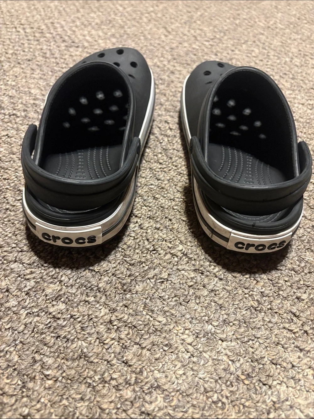 CROCS Kids Black Slip-On Clogs with White Trim